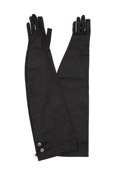 Rick Owens Long Leather Gloves In Black (black)