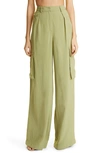 Ramy Brook Emil High Waist Wide Leg Pants In Vintage Olive