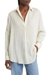 French Connection Rhodes Textured Crepe Top In Classic Cream