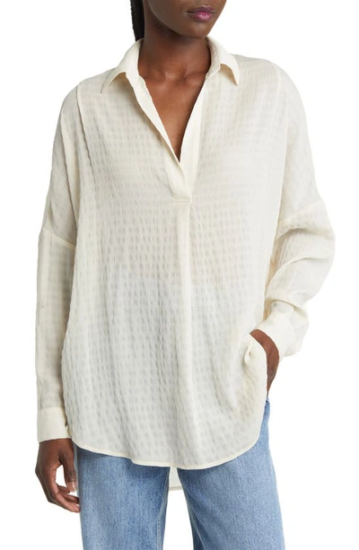 French Connection Rhodes Textured Crepe Top In Classic Cream