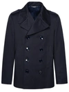 Dolce & Gabbana Blue Cotton Jacket In Navy