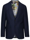 Etro Cotton Blazer Buttoned Cuffs In Navy