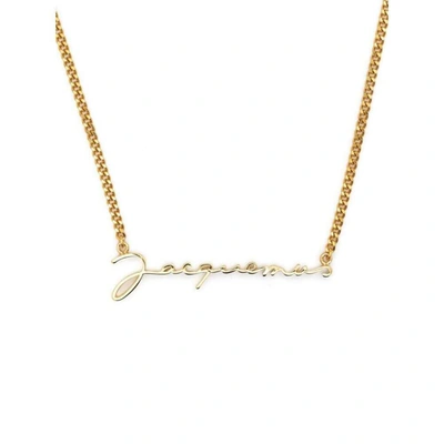 Jacquemus Gold-tone Le Chaine Necklace With Logo Plaque In Brass Woman In Metallic