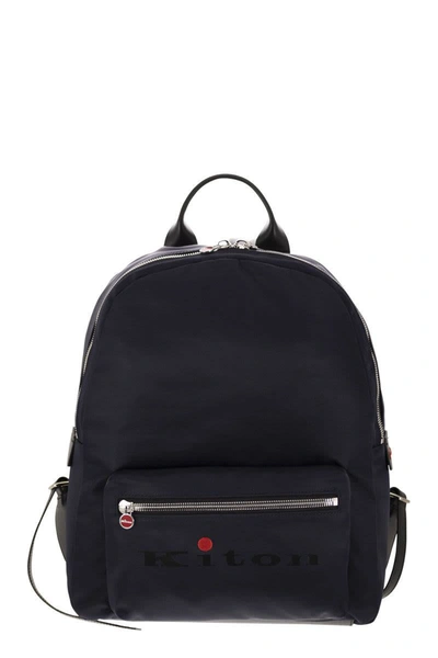 Kiton Backpack With Logo In Blue