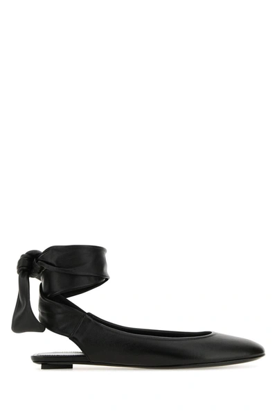 Attico Black Cloe Leather Ballet Pumps