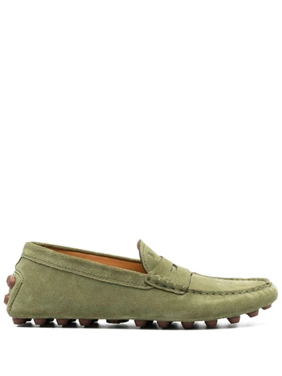 Tod's Gommino Suede Driving Shoes In Green