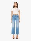 Mother Petites The Lil Dodger Button Sneak Wipeout Jeans In Blue