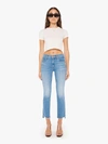 Mother The Insider High Rise Crop Step Fray Bootcut Jeans In Blue