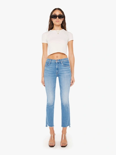 Mother The Insider Crop Step Fray Jeans In Blue