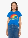 MOTHER THE BOXY GOODIE GOODIE RAINBOW T-SHIRT IN BLUE - SIZE X-SMALL