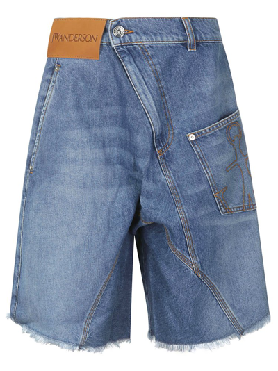 Jw Anderson Twisted Workwear Denim Shorts In Light Blue Denim