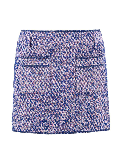 Philosophy Di Lorenzo Serafini Contrasting-stitch Tweed Miniskirt In Purple