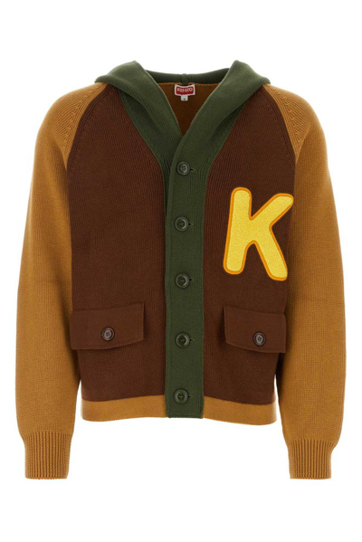 Kenzo Logo Patch Panelled Cardigan In Multi