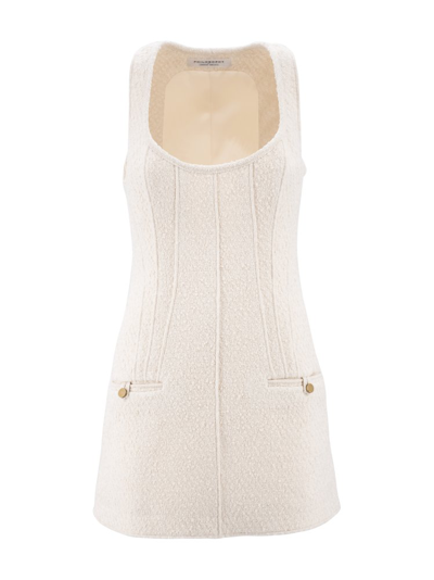 Philosophy Di Lorenzo Serafini Sleeveless Tweed Mini Dress In White