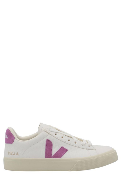 Veja Campo Logo Patch Sneakers In White/mulberry