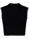 Victoria Beckham Scallop Trim Cropped Tank Top In Black