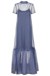 Staud Calluna Ruffle Hem Organza Gown In Navy