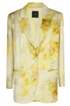 Pinko Blazer En Satin Dégradé À Fleurs In Mult Giallo Verde
