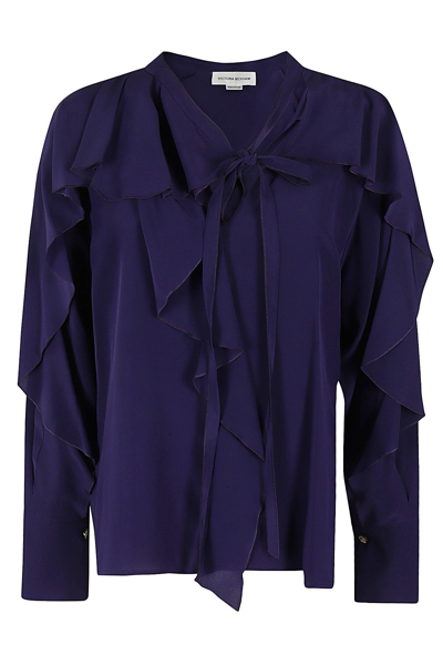 Victoria Beckham Romantic Draped Silk Blouse In Pink & Purple