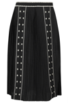 Ulla Johnson Sabina Pleated Embroidered Cotton-poplin Midi Skirt In Noir Noi
