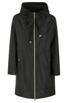 Herno Zipper Hooded Raincoat In Nero