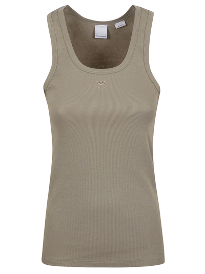 Pinko Logo Plaque Tank Top In Verde Vertiver