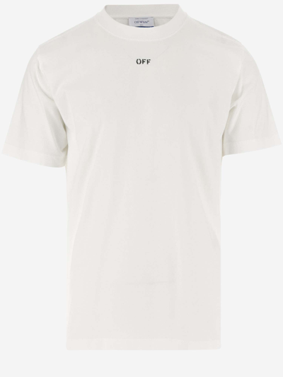 OFF-WHITE COTTON CROP T-SHIRT WITH LOGO