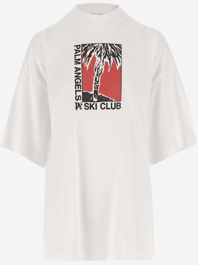 Palm Angels Palm Ski Club T-shirt In White Blac