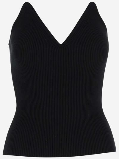 Coperni Knitted Bustier Top In Black
