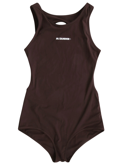 Jil Sander Sports Swimsuit Crew Neck With Open Back In Brown