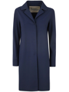 Herno Blue Coat With Concealed Closure And Collar In Stretch Polyamide Woman In Blue
