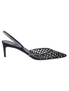 René Caovilla Rene Caovilla Carrie Crystal Embellished Slingback Pumps In Blue Suede Crystal Strass