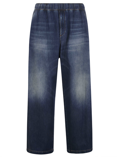 Valentino Denim-stud Cotton Jeans In Dark Wash