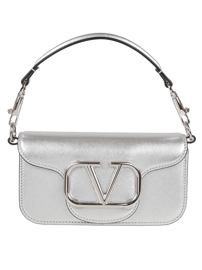 Valentino Garavani Small Shoulder Bag Loco` In Silver