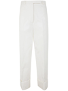 Thom Browne High Waisted Straight Leg Trouser In Organic Cotton Canvas In Off White