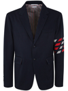THOM BROWNE UNCONSTRUCTED CLASSIC SPORT COAT - FIT 1 - WITH 4 BAR IN 4 BAR REPP STRIPE SILK COTTON MOGADOR