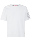 THOM BROWNE SHORT SLEEVE TEE WITH 4 BAR STRIPE IN MILANO COTTON
