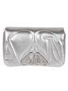 Alexander Mcqueen The Seal Mini Metallic Leather Crossbody Bag In Light Silver