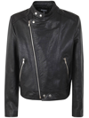 BALMAIN ZIPPED CALFSKIN BIKER JACKET