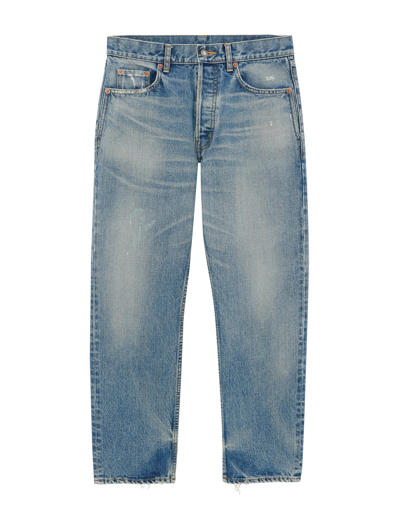 Saint Laurent Button Detailed Straight Leg Jeans In Blue