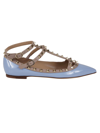 Valentino Rockstud Patent-leather Ballet Flats In Ygs Popeline Blue Poudre