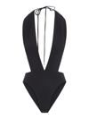 Saint Laurent Nylon Blend One Piece Swimsuit In Noir