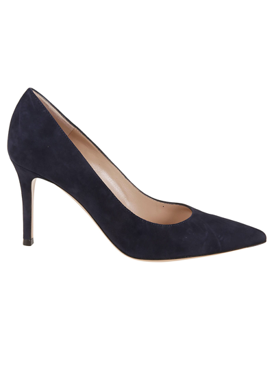 Gianvito Rossi Pointed Toe Heeled Shoes In Silk In Black
