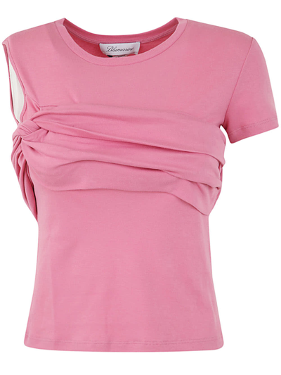 Blumarine Panel-detail Cotton T-shirt In Pink