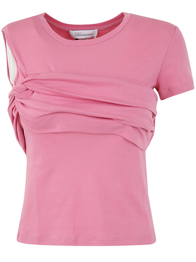 Blumarine Panel-detail Cotton T-shirt In Pink & Purple