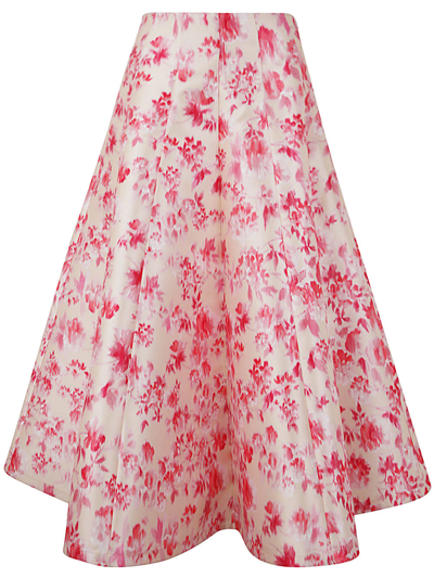 Philosophy Di Lorenzo Serafini Floral-print Midi Full Skirt In Pink