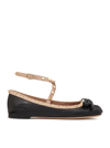 Valentino Rockstud Leather Flats In Black