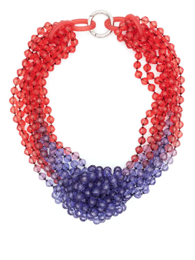 Emporio Armani Ombré-effect Bead Necklace In Red