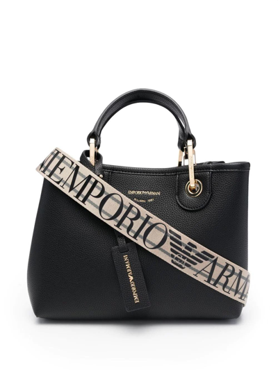 Emporio Armani Shopping Bag In Black Silver