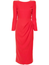 Emporio Armani Pleated Cady Column Midi Dress In Red